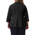 thumbnail image 2 of Agnes Orinda Women's Plus Size Blazers Lapel 3/4 Sleeve Peplum Open Front Casual Business Cardigan Jackets 1X Black, 2 of 8