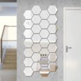 thumbnail image 1 of 12 piezas 3D hexágono acrílico espejo pegatinas de pared DIY arte decoración mural pegatinas decoración del hogar sala de estar espejo pegatina decorativa plata mediana (12 por un juego) 150*130*75 mm Rojo Verde, 1 of 5