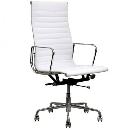 Top Grain Napa Leather - Executive White Leather Office Chair Contemporary Executive White Top Grain Leather Designer Office Chair