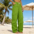 thumbnail image 6 of LIaqionyy Cargo Pants for Women Elastic Waisted Wide Leg Baggy Drawstring Hiking Joggers Trousers with Pockets, 6 of 9