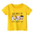 thumbnail image 4 of Girls Shirts Cute Graphic Print Casual Girls' Short-Sleeve Shirts and Tops Crew Neck Preppy Shirt T-Shirts Toddler To Big Kid Sizes 6-7 Years（Yellow）, 4 of 4