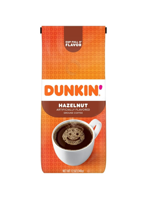 Dunkin' Hazelnut Ground Coffee, 12 Ounce Bag (Pack of 6)