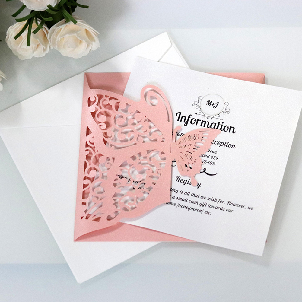 Autcarible 10pcs Hollow Butterfly Wedding Invitation Cards Card Paper And Cover Kit For Wedding Birthday Shower Party Decoration Walmart Com Walmart Com