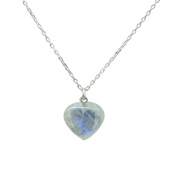 GemInspire 925 Sterling Silver Natural Moonstone Heart Pendant Necklace, Gemstone Pendant, Gift For Her, Silver Jewelry 18 Inch Chain, June Birthstone Jewelry for Women (Moonstone)