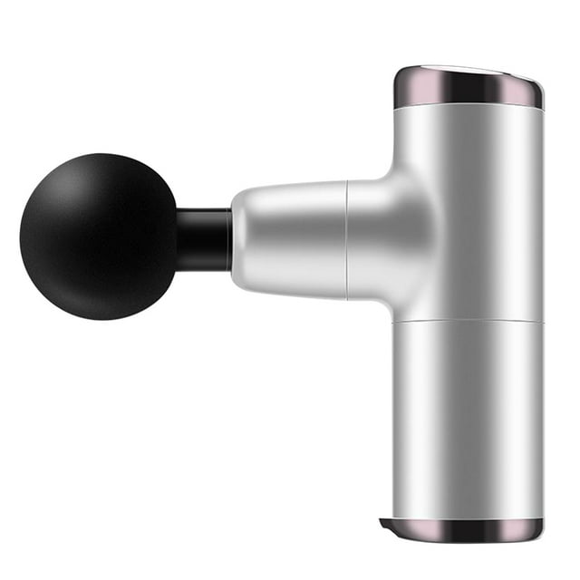 Mini dispositivo de masaje de mano recargable de mano Cuerpo de músculo eléctrico relajación ajustable 4 cabezas Masajeador de tejido profundo Plata Methold CE009720-08B