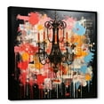 thumbnail image 2 of Designart "Extravaganza of Pop Art Chandelier II" Fashion Framed Wall Art - Modern Red Chandelier Hallway Framed Wall Art Decor, 2 of 6
