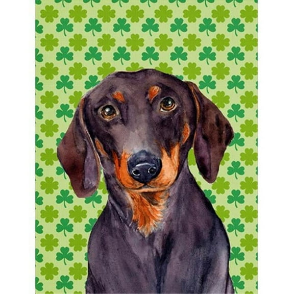 Dachshund St. Patricks Day Shamrock Portrait Flag Canvas House Size