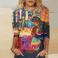 thumbnail image 2 of DDAPJ pyju Funny Hanukkah Shirt for Women 3/4 Length Sleeve Tops Novelty Menorah Graphic Tees Chanukah Celebration T-shirt Holiday Party Blouse Multicolor M, 2 of 6