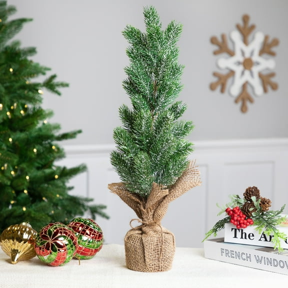 Northlight Frosted Pine in Burlap Base Christmas Tree - 17.5" - Unlit