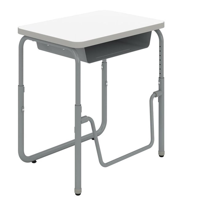 Pemberly Row Height Adjustable Student Desk Pendulum Bar & Book Box in White
