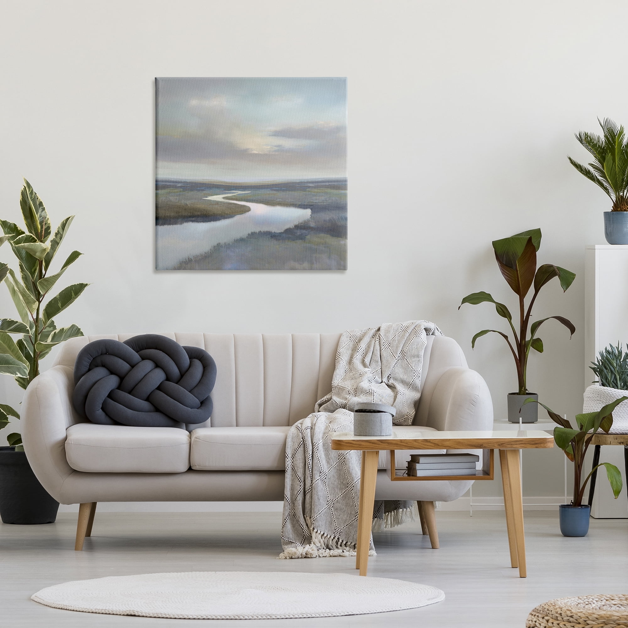 Stupell Industries Calm Riverbend in Greys Canvas Wall Art, design by Christy McKee