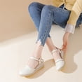 thumbnail image 4 of HomeDM Low Wedge Platform Sandals for Women Ankle Strap Closed Toe Summer Beach Sandals Comfort Walking Shoes, White Size 8.5, 4 of 7