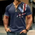 thumbnail image 2 of Men's Independence Day Flag Print T-Shirt, Oversized Casual Short Sleeve Top for Festive Events and Daily Wear ,Navy 2XL, 2 of 5