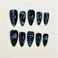 thumbnail image 3 of Halloween Acrylic Press On Nails Medium Almond Full Cover Fake False Stick On Nails, Reusable Artificial Nail Tips with Skeleton Skull Bone Rose Gothic Design for Halloween Party DIY Manicure,24 Pcs, 3 of 5