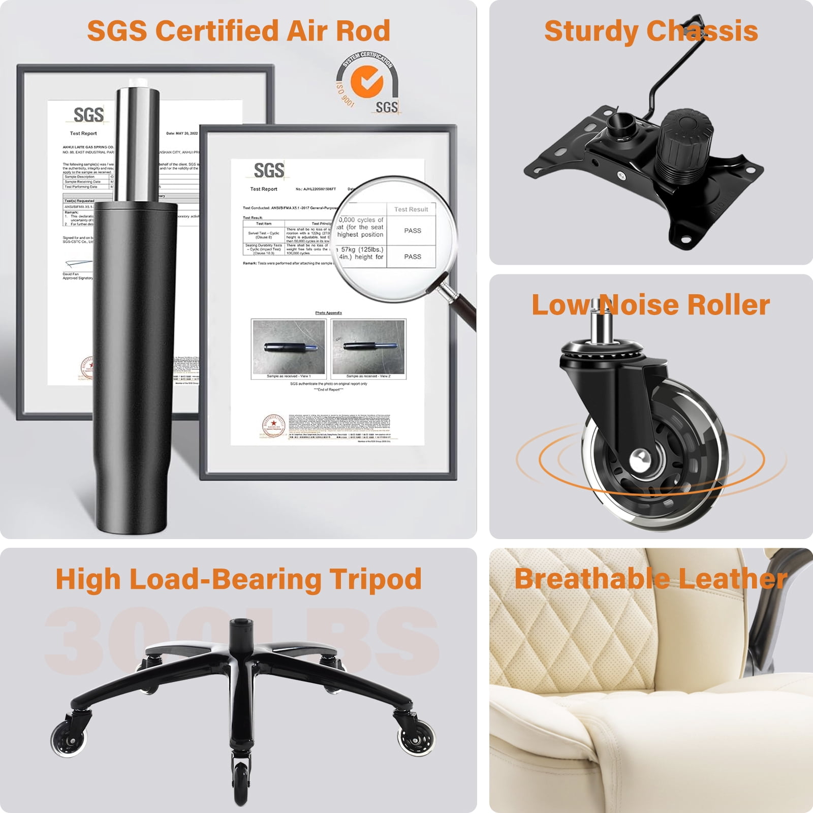 High Back Office Chair with Lumbar Support, Large Upholstered Executive Desk Chair, Faux Leather Computer Chair with Flip-up Arms, Rubber Wheels