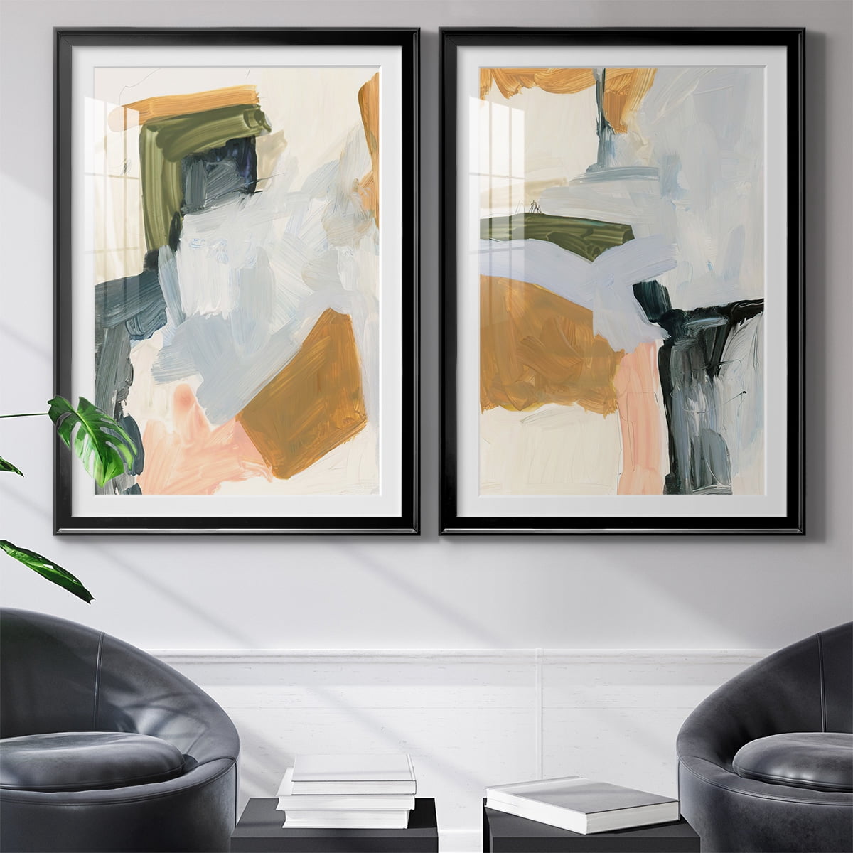 Wexford Home Palette Meld I Premium Framed Print, 22.5" x 30.5" - Ready to Hang, Black (Set of 2)