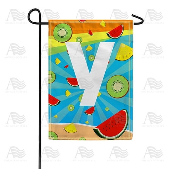 America Forever Summer Watermelon Monogram Garden Flag Letter Y 12.5 x 18 inches Fruit Kiwi Pineapple Double Sided Vertical Outdoor Yard Lawn Decorative Fun Refreshing Summertime Garden Flag
