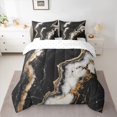 thumbnail image 2 of Feelyou Luxury Abstract Ombre Bedding Comforter Set 7pcs, Black White Stripes King Bedding Sets, Chic Marbling Stripes Reversible Bed Sheets, Breathable Home Decor, 2 of 7