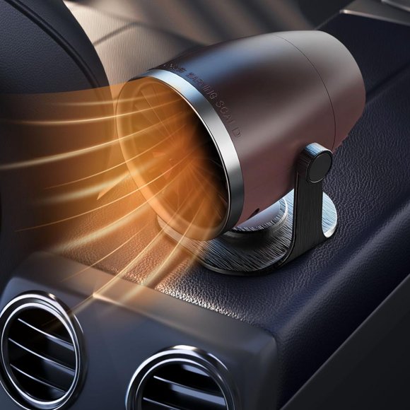 Feltree 24V Portable Car Heater Defroster Demister with Dual Hot Cold Air, 360° Rotatable for Windshield Defrosting in Winter, Camping & Travel