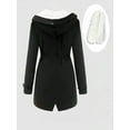 thumbnail image 3 of Women's Black Warm Zip-up Hooded Jacket Detachable Collar, 3 of 6