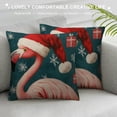 thumbnail image 3 of Patifu  Christmas Pillow Covers   Funny Flamingo Snowflake Throw Pillow Case Red Xmas Winter Home Decor Living Room Decorative Cushion Case for Sofa 24x24in, 3 of 5