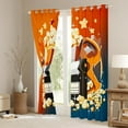 thumbnail image 3 of Manfei Orange Movie Theater Black Out Curtains for Teens, Cartoon Cinema Popcorn Curtains Pack of 2 (42x63 Each), Retro Night Filmstrip Bedroom Curtains, Window Curtains Bedroom Decor, 3 of 6