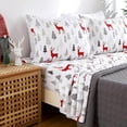 thumbnail image 2 of Christmas Flannel Sheets Queen, 100% Cotton Printed Bed Sheet Set, Soft Brushed Flannel, 16 Inches Deep Pocket Winter Warm Sheets 4 Piece (Red Christmas Reindeer, KING), 2 of 8