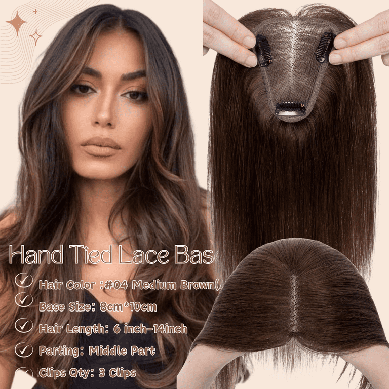 Benehair 100% Remy Human Hair Topper Clip In Top Lace Base  display picture 1