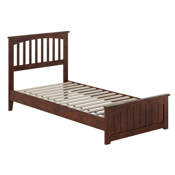 Pemberly Row Twin XL Low Profile Platform Bed with Matching Footboard - Walnut