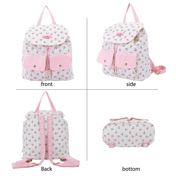Mochila Mujer Btafrte Floral Estudiante Escolar Multibolsillos Lona