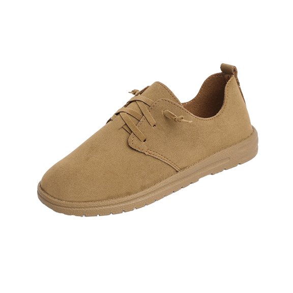 Xfvqtps Womens Lace up Loafers Casual Flat Shoes Comfortable Walking Shoes Slip Resistant Sole Lightweight Everyday Shoes Khaki
