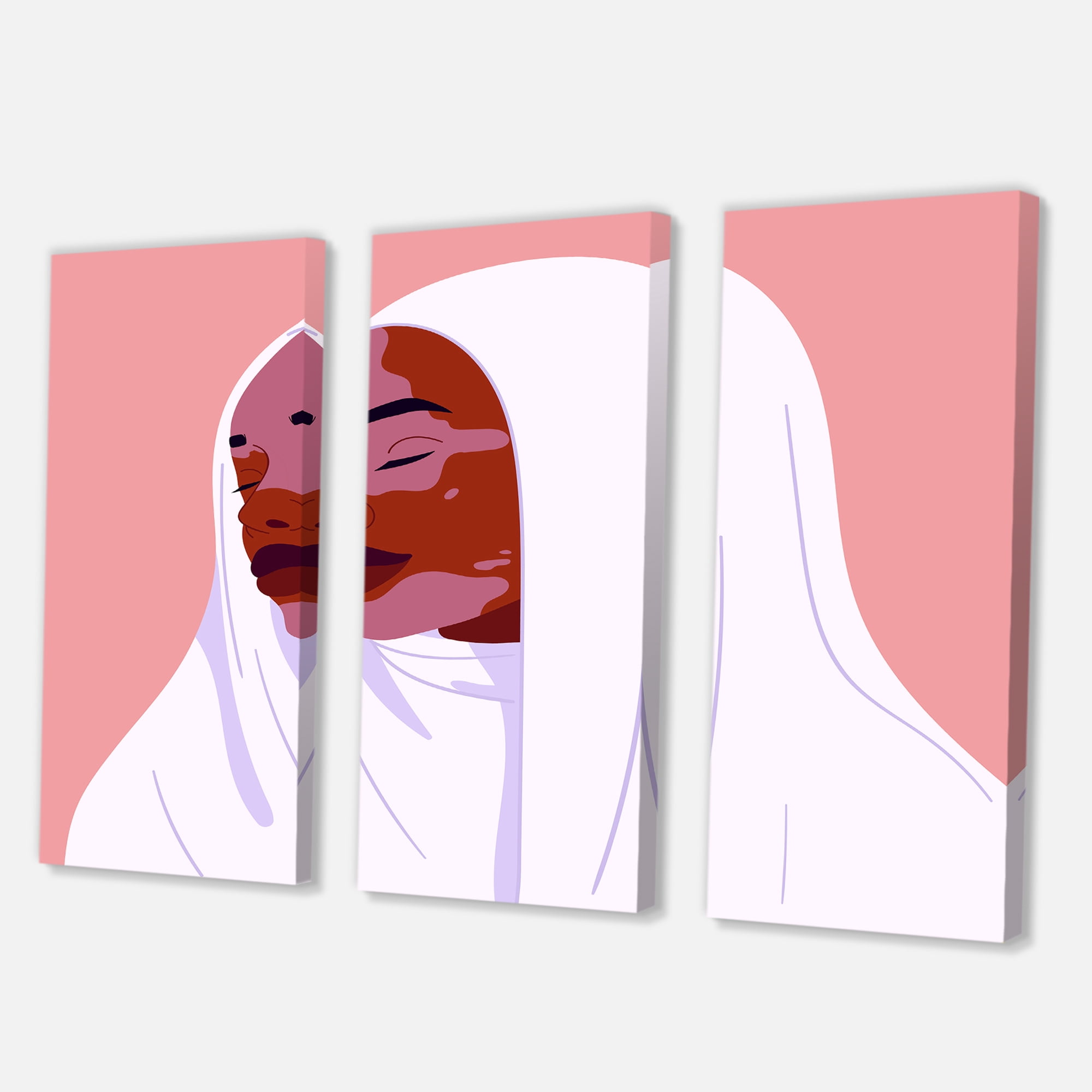 Designart ' Beautiful Abstract Smiling Afro African Woman With VItiligo ' Moroccan Canvas Wall Art Print