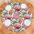 thumbnail image 2 of Pioneer Flower Floral Print Pattern Round Fitted Tablecloth with Elastic Edge,Dining Table Cover Waterproof,Outdoor Round Tablecloth for Camping,Dining,Indoor and Outdoor, 2 of 7