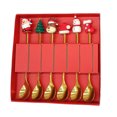 thumbnail image 1 of Juego de cucharas navideñas de acero inoxidable con tema de árbol, Papá Noel y estrella. Cucharas para remover café. Utensilios de cocina festivos con caja de regalo, 1 of 7