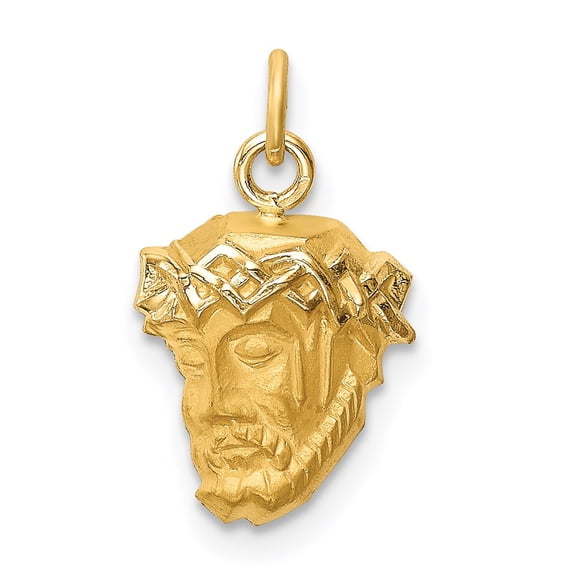 FB Jewels 14K Yellow Gold Hollow Polished Satin Small Jesus Medal Pendant