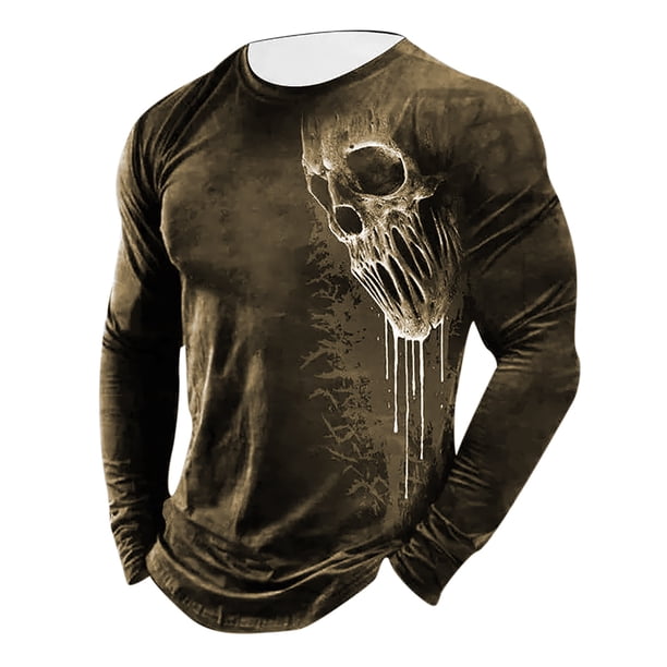Hombres moda casual cuello redondo pulóver impresión manga larga camiseta blusa Pompotops oipoqjl5129