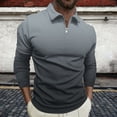 thumbnail image 1 of Blusa y camisa de manga larga con cuello vuelto para hombre, jersey con cremallera, color liso, solapa, blusa de manga larga con cuello vuelto, blusa para hombre, blusa de poliéster, 1 of 5