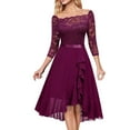 thumbnail image 2 of Brilliant Dresses for Women Women Lace Short Sleeves Cocktail Prom Ballgown Vintage Dress Holiday Party/Purple, 2 of 6