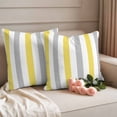 thumbnail image 2 of Yellow Grey Striped Outdoor Waterproof Pillow Covers, Geometric Vertical Stripes White Decorative Square Throw Pillowcase Sofa Cushion Sham for Patio/Couch/Chair, 16"x16" 2 Pack, 2 of 8