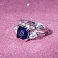 thumbnail image 3 of YYKihy Bright Zircon Ring Round Blue Stone Jewelry Fashion Jewelry Engaged Ring For Women, 3 of 9