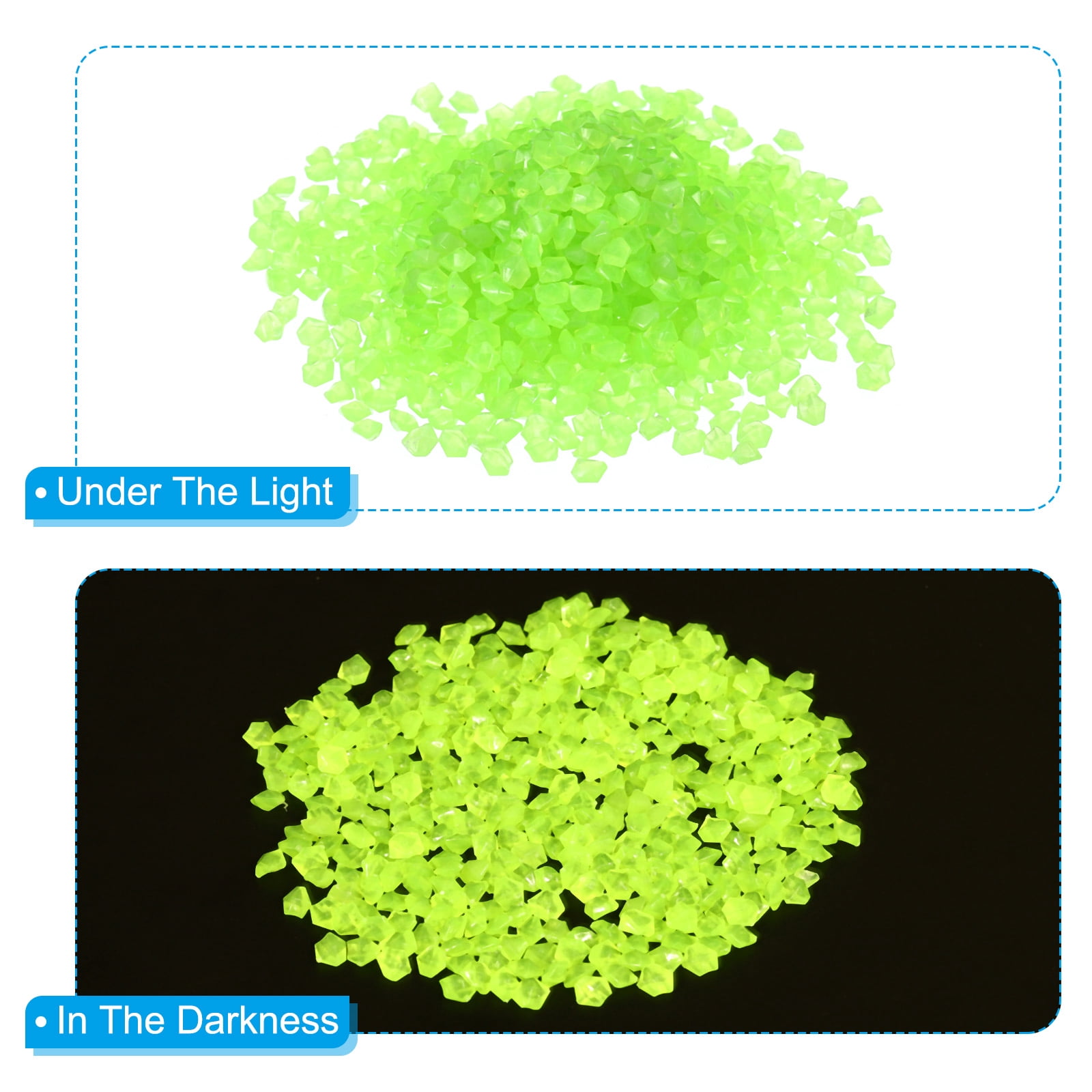 Unique Bargains 3000Pcs Glow Rocks 3-5mm Glow Pebbles Luminous Stones Decor DIY Green
