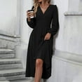 thumbnail image 6 of Ashirexll Long Sleeve Maxi Dress, Womens Fall Dresses, Women's V-neck Wool Dress Long Sleeve Waist Cinching Long Dresses, 6 of 6