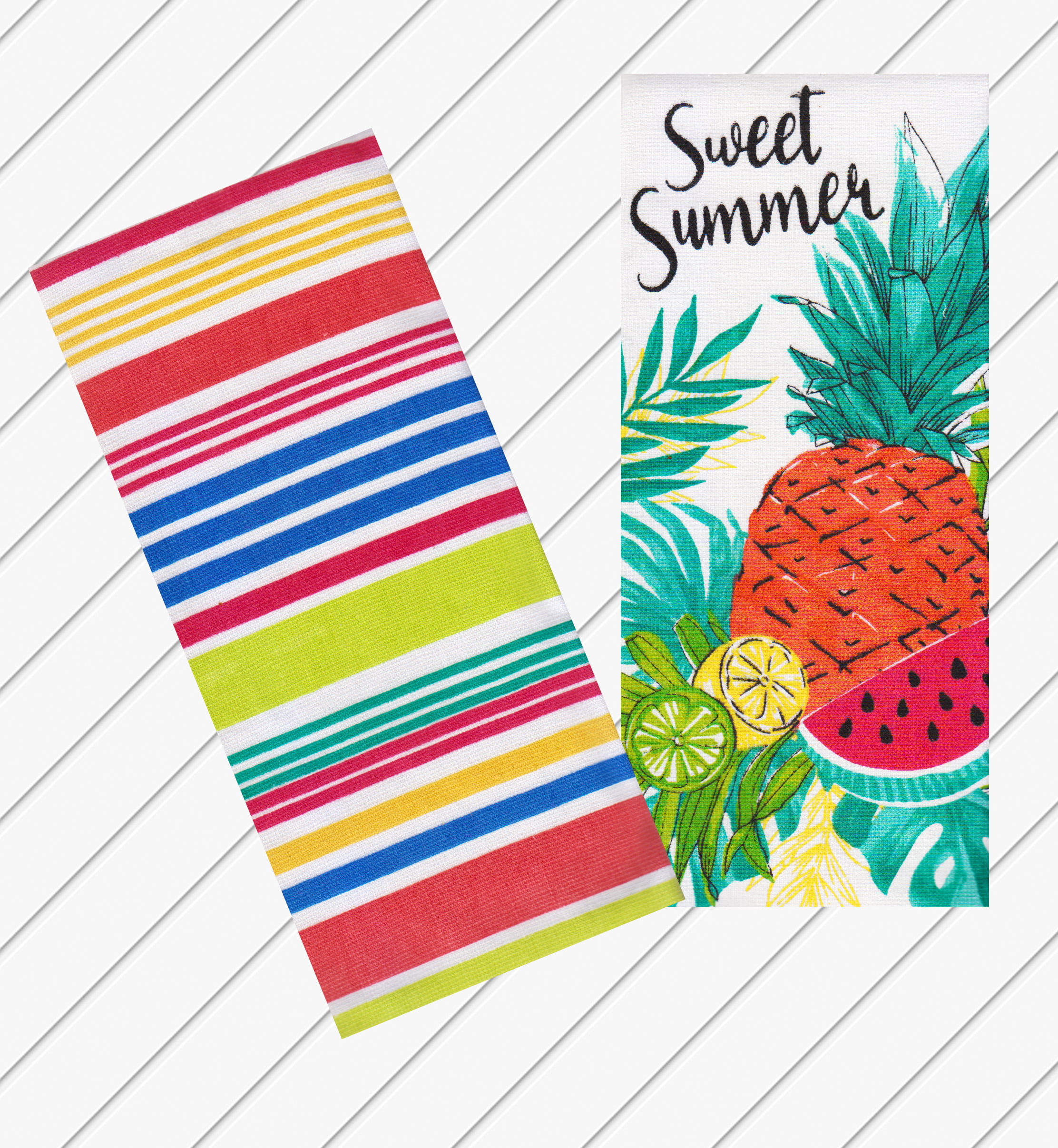 Mainstream Sweet Summer 2 Piece Kitchen Towels Multi-Color Dual Sided  Dishtowels