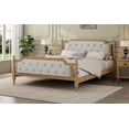 thumbnail image 2 of MAYEERTY King Traditional Solid Wood Bed Frame Upholstered Tufted Headboard for Bedroom Walnut, 2 of 8