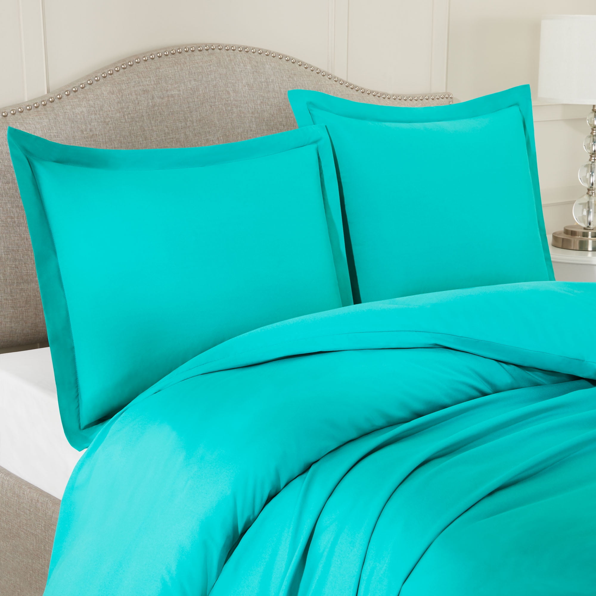 Pillow Shams Teal On Closure, Teal Brushed Cotton Duvet Cover Set Double