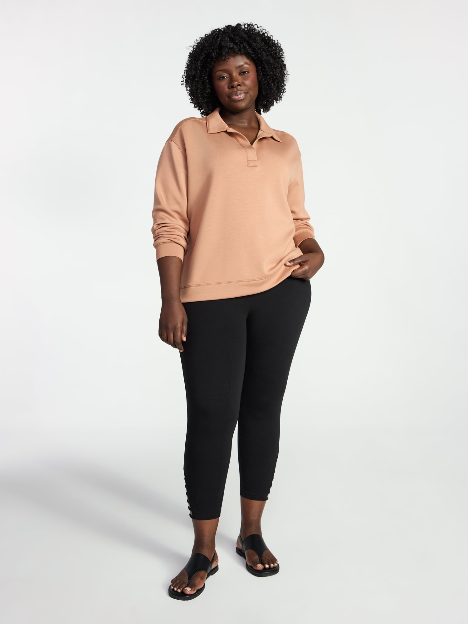 Terra & Sky Women's Plus Size Capri Ladder Leggings, 22" Inseam, Sizes 0X-5X