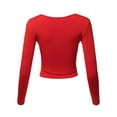 thumbnail image 3 of A2Y Women's Long Sleeve Deep V Neck Cross Wrap Crop Top T Shirts Red M, 3 of 6