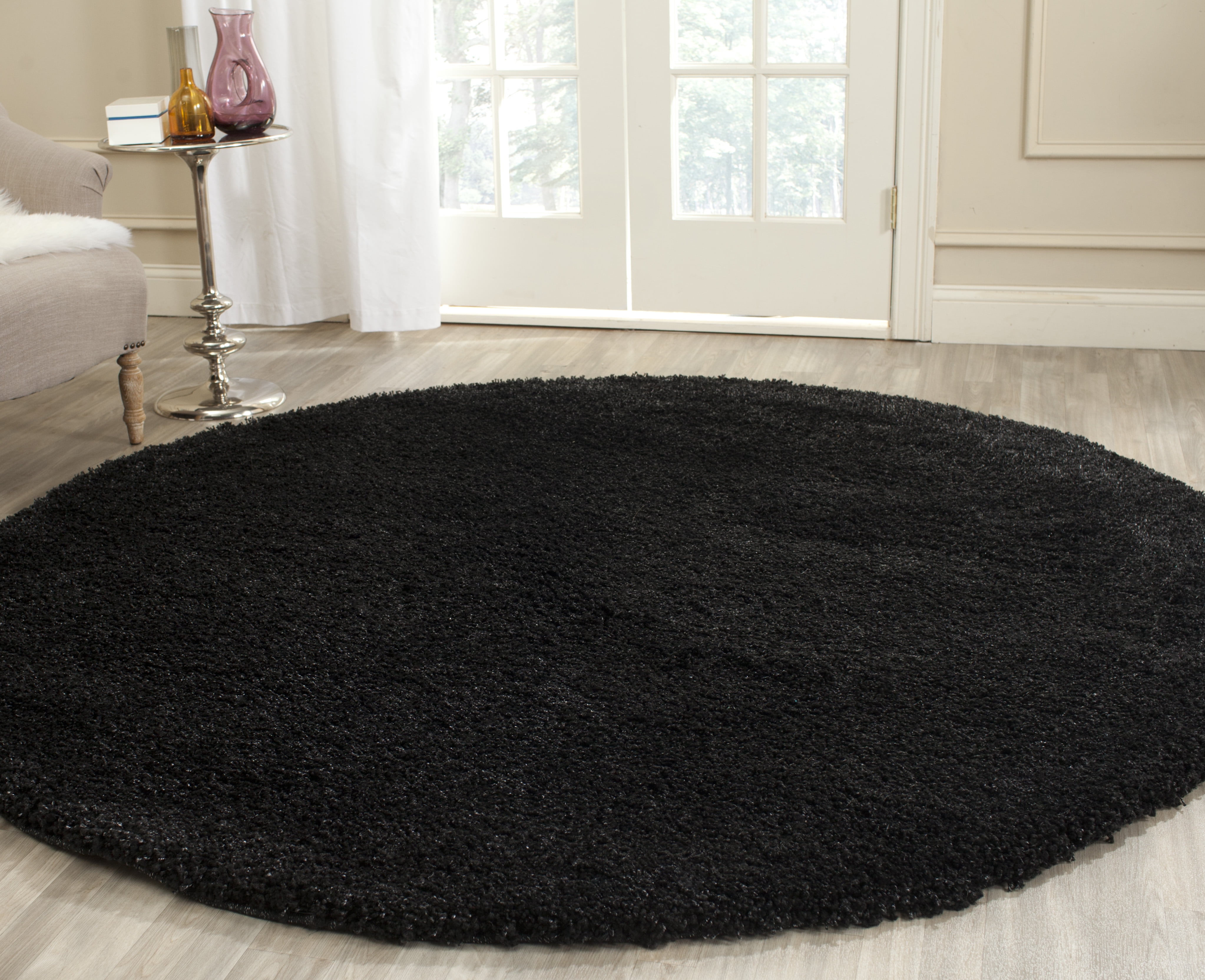 4' Round Shag Area Rug 4 ft Carpet Rugs Solid High Density Plush MANY COLORS! 