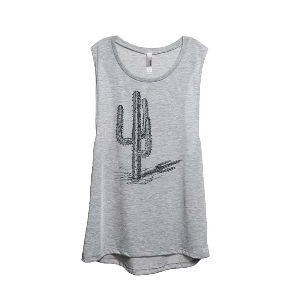 Thread Tank Cactus Sketch Women's Sleeveless Muscle Tank Top Sport Grey Small