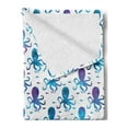 thumbnail image 2 of Octopus Soft Flannel Fleece Blanket, Mosaic Pattern Marine Animal Silhouettes Abstract Nautical Polygonal Design, Cozy Plush for Indoor and Outdoor Use, 60" x 80", Blue Purple White, by Ambesonne, 2 of 5
